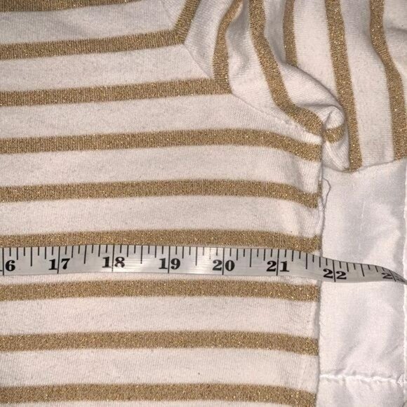 Style & Co Womens Striped Sweatshirt L White & Gold - Picture 7 of 8